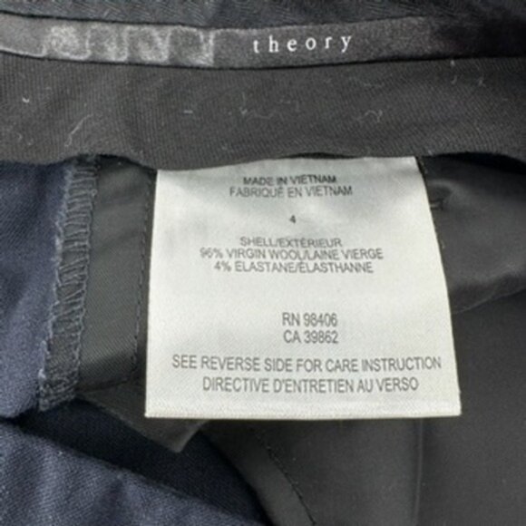 Theory Women's Navy Blue Wool Blend Flare Leg Dress Pants Size 4 - Picture 6 of 10